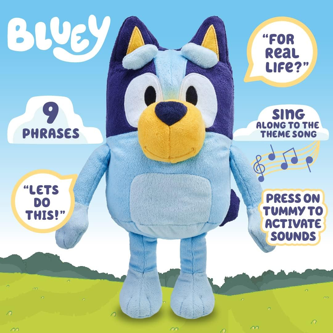 Bluey Bingo grande 30cm falando sons de pelúcia: personagem colecionável oficial fofinho brinquedo macio Jumbo