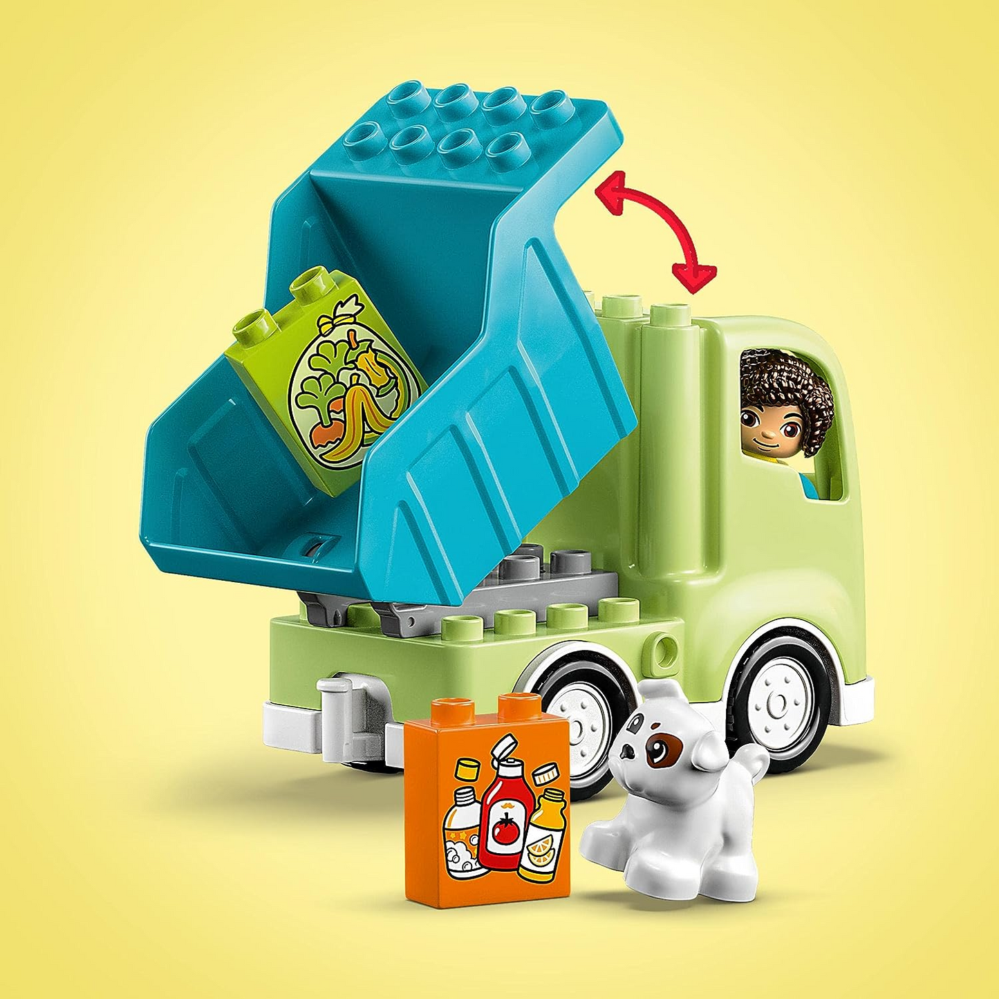 LEGO  10987 DUPLO Town Recycling Truck Bin Truck Toy, Learning and Color Sorting Toys for 2+ Year old Toddlers and Kids, Develop Fine Motor Skills Set