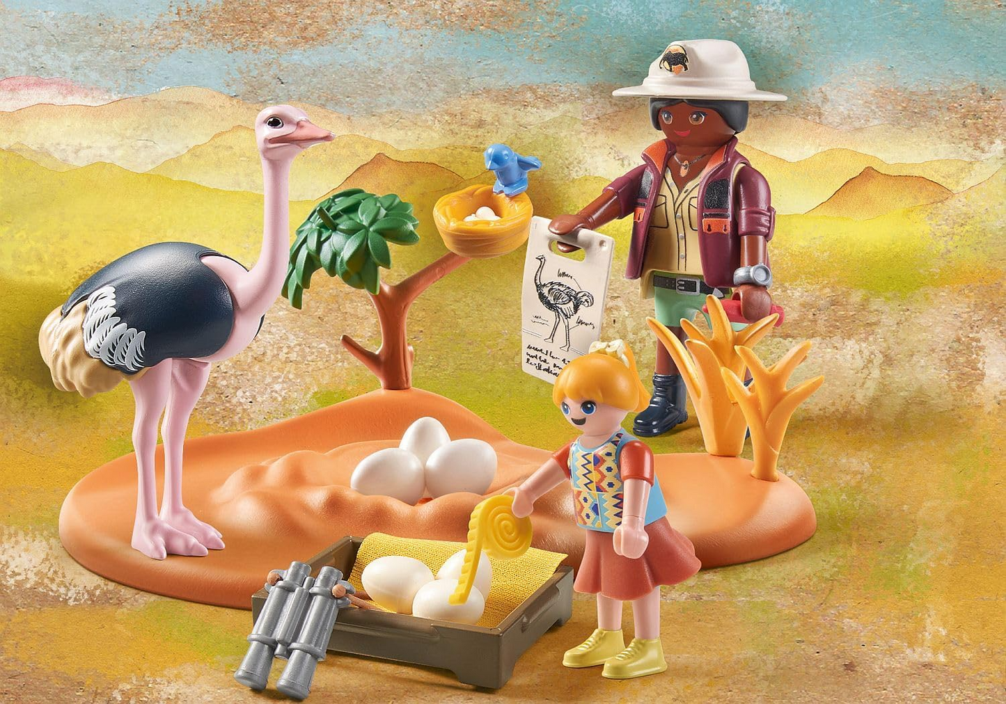 Playmobil 71296 Wiltopia Ostrich Nest, experiência de safári com efeito de aprendizagem animal, brinquedo educativo feito de material sustentável, dramatização divertida e imaginativa, conjuntos de jogos adequados para crianças a partir de 4 anos