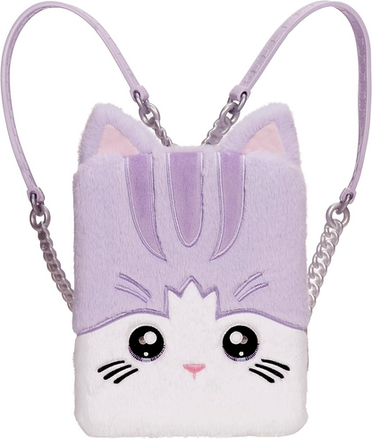 Na! Na! Na! Surprise Conjunto de quarto de mochila 3 em 1 com boneca da moda - MAYA WHISKERFULL - Inclui mochila Fuzzy Lavender Kitty com orelhas de gato e armário com travesseiros e cobertor - para crianças de 5 anos ou mais