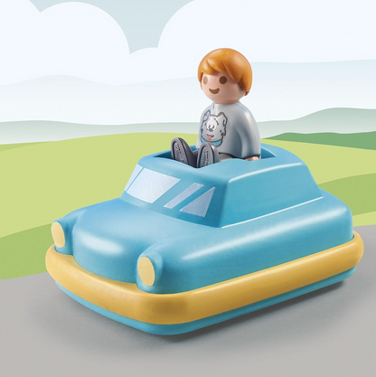 Playmobil  71323 1.2.3: Push & Go Car Carro de brinquedo interativo com motor de volante para crianças descobrirem funções básicas, conjuntos de jogos adequados para crianças de 12 meses ou mais