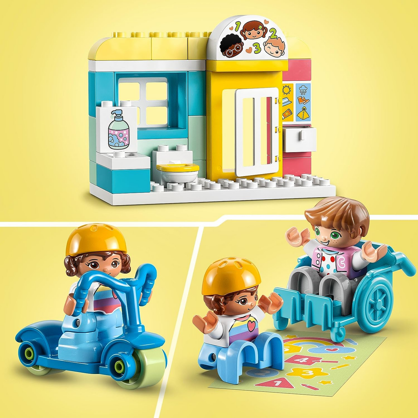 LEGO 10992 DUPLO Town Life no berçário, brinquedo educativo para crianças de 2 anos ou mais, conjunto de aprendizagem com tijolos de construção e 4 figuras incl. Professor de pré-escola