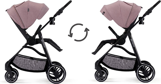 Kinderkraft Carrinho de passeio VESTO, Carrinho de passeio leve, Capuz grande impermeável, com filtro UPF 50+, 2 direções de viagem, Dobrável, Acessórios, Porta-copos, Rosa BS