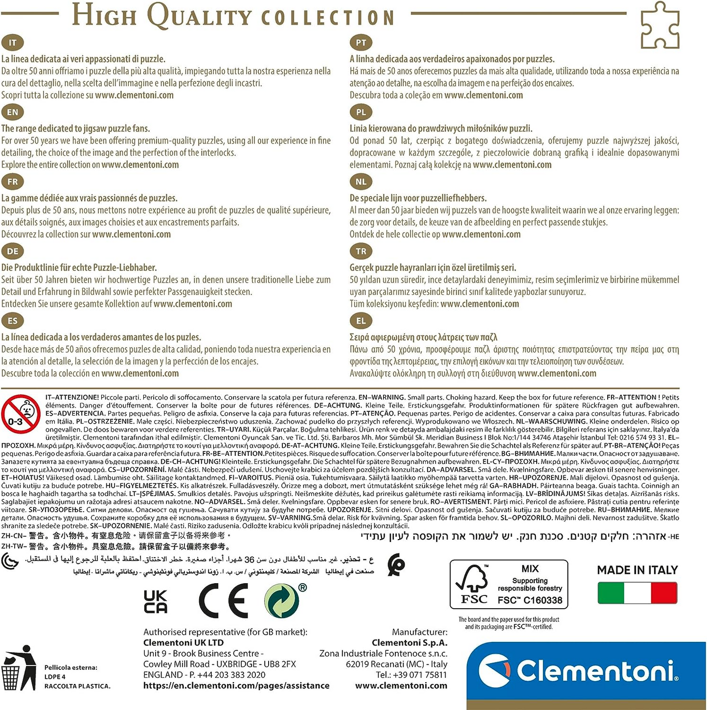 Clementoni 80689 One Film Red 500 peças, quebra-cabeça para adultos, fabricado na Itália