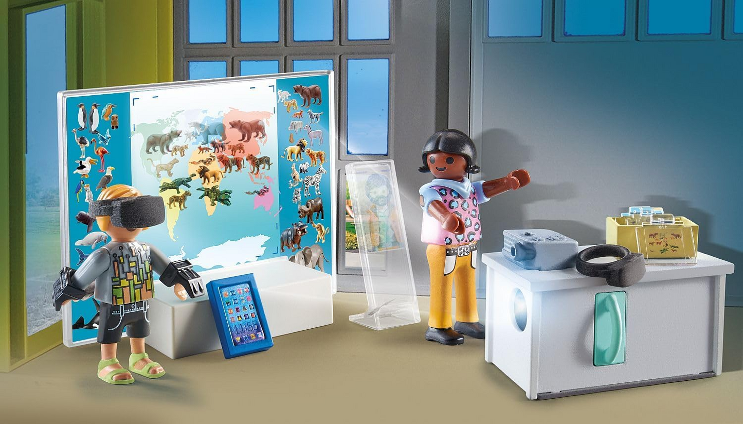 Playmobil  71330 City Life Sala de aula virtual, projetor funcional, tablet e óculos VR para brincadeiras divertidas e criativas, conjuntos de jogos adequados para crianças a partir de 4 anos
