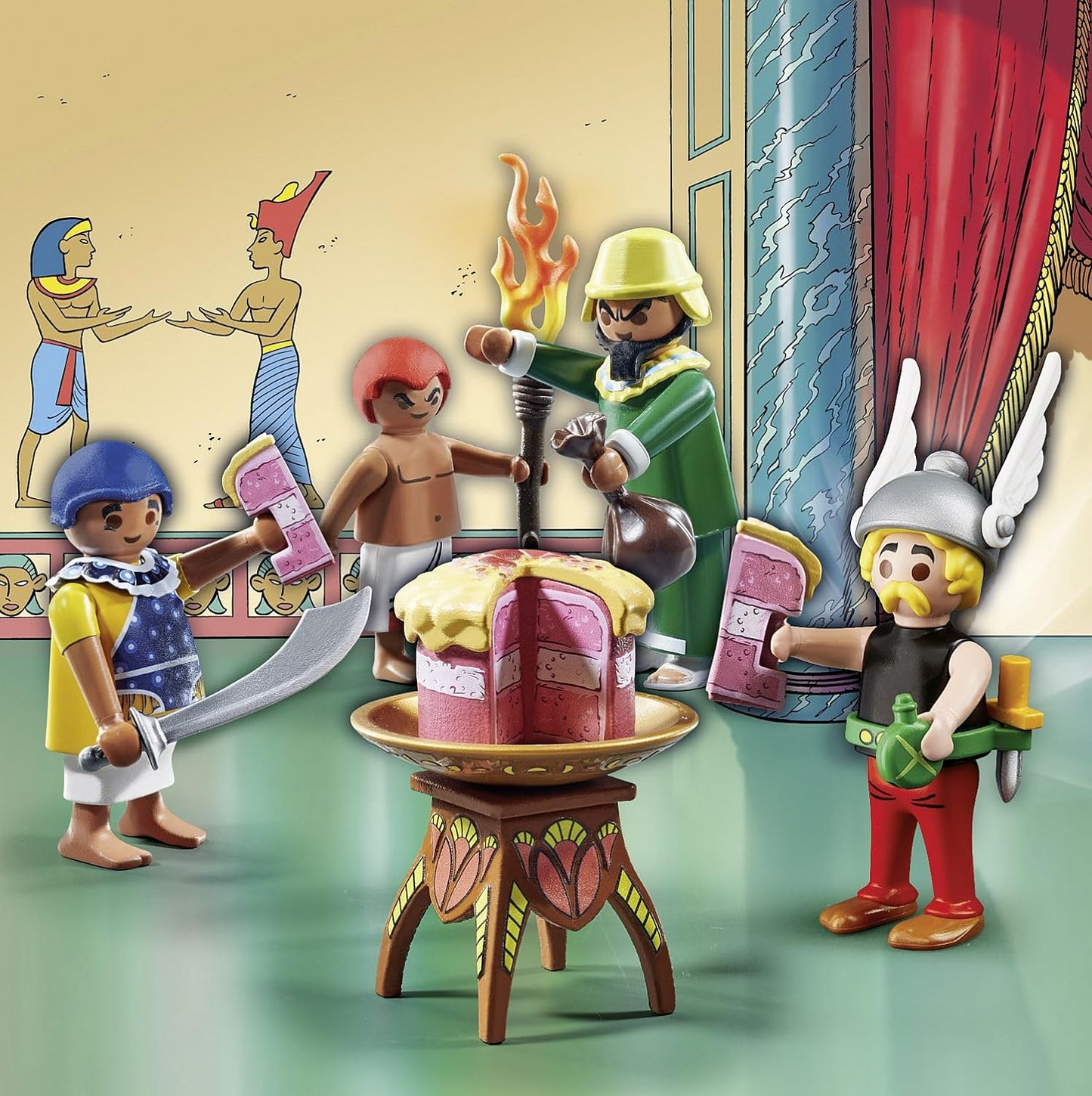 Playmobil 71269 Astérix: La tarta envenenada de Artifis, el camerino de Cleopatra y Artifis y su ayudante Krukhut, figuras coleccionables, juegos de rol divertidos e imaginativos, sets de juego aptos para niños a partir de 5 años