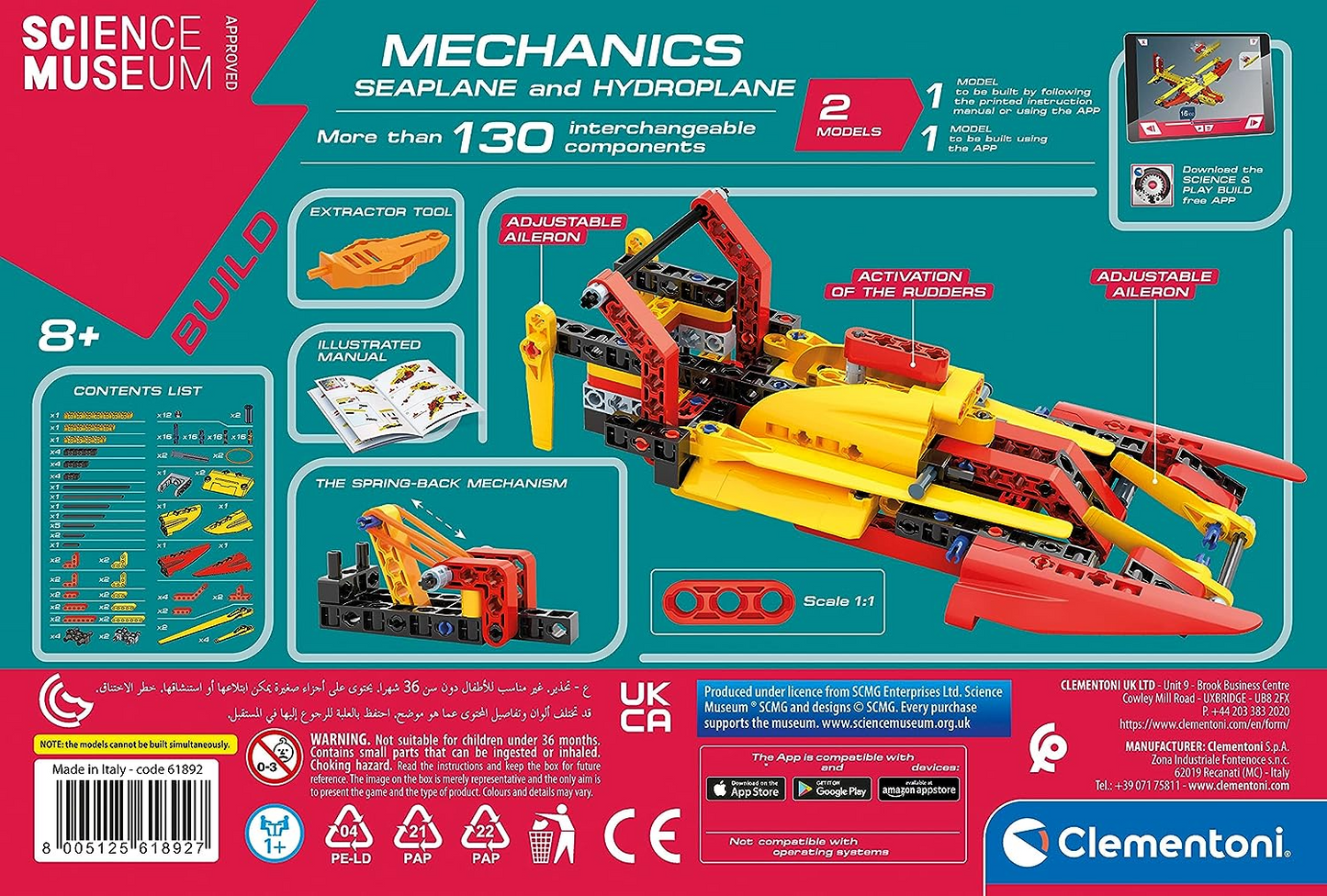 Clementoni 61382 Science Museum Mechanics-Buggy & Quad-Building Set, Kit Científico para Crianças de 8 Anos, Brinquedos STEM, Versão em Inglês Feito na Itália, Multicolorido