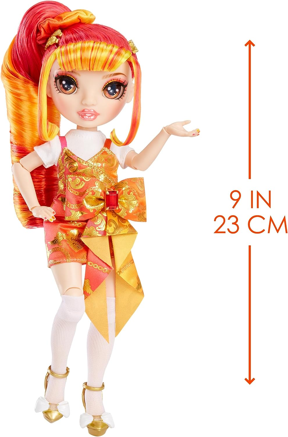 Rainbow Junior High  Edição especial - LAUREL DE-VIOUS - Boneca fashion posável vermelha e laranja de 9"/22,86 cm com acessórios e mochila macia aberta/fechada - Ótimo presente de brinquedo para crianças de 4 a 12 anos