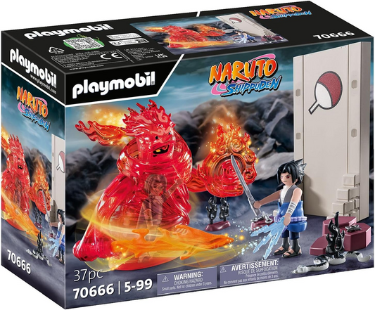 Playmobil  70666 NARUTO SHIPPUDEN Sasuke vs. Itachi, batalha entre irmãos com Mangekyou Sharingan e o espírito energético Susano'o, a vingança de Itachi, conjunto colecionável adequado para crianças e fãs com mais de 5 anos