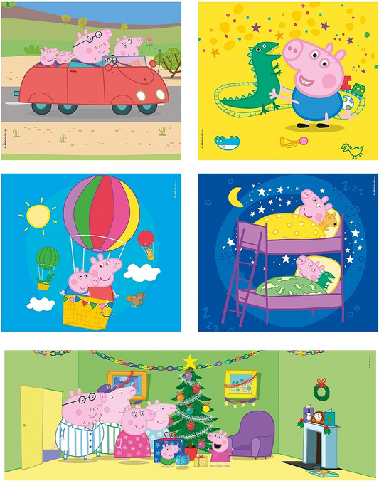 Clementoni  20271 18+30+48+60pcs Supercolor 10 em 1 Peppa Pig (3x18, 4x30, 2x48 e 1x60 peças) -Quebra-cabeça para crianças de 4 anos, multicolorido, médio