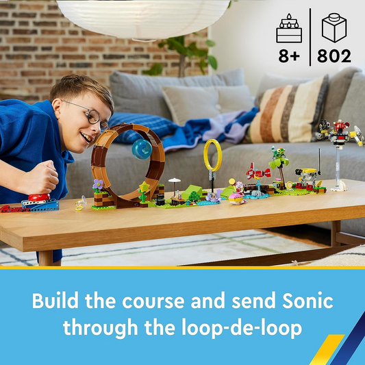 LEGO 76994 Sonic the Hedgehog Sonic's Green Hill Zone Loop Challenge, brinquedos montáveis para crianças, meninos e meninas com 9 personagens, incluindo figuras do Dr.