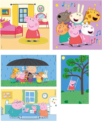 Clementoni  20271 18+30+48+60pcs Supercolor 10 em 1 Peppa Pig (3x18, 4x30, 2x48 e 1x60 peças) -Quebra-cabeça para crianças de 4 anos, multicolorido, médio