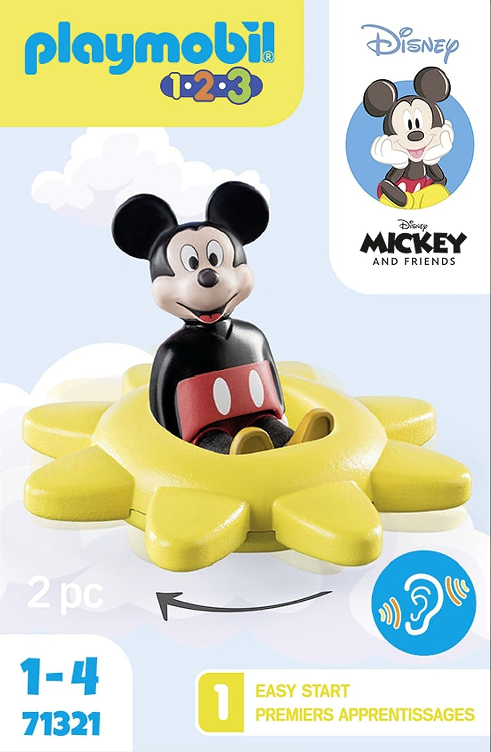 Playmobil 71321 1.2.3 y Disney: Sol giratorio de Mickey con función de sonajero, juguetes educativos para niños pequeños, juguetes de regalo y diversión, juegos de rol imaginativos, juegos adecuados para niños a partir de 12 meses