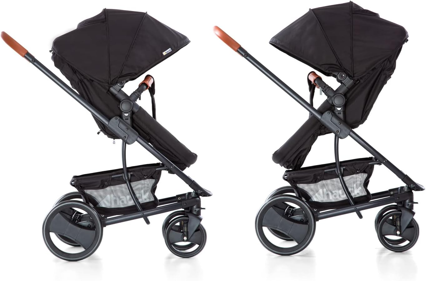 Hauck  Carrinho de passeio com sistema Pacific Shop N Drive, carga máxima de 25 kg, carrinho de bebê conversível em assento reversível, assento de carro infantil, proteção para os pés. Altura ajustável, leve, rodas grandes (pretas)