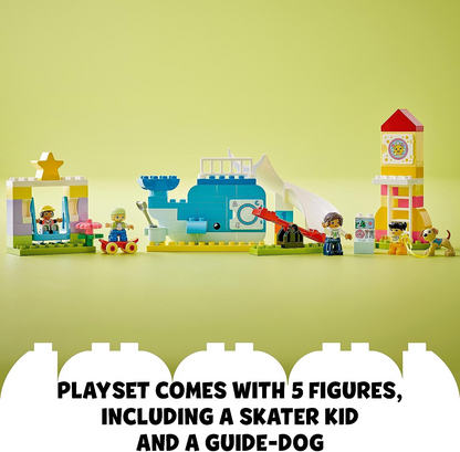 LEGO  10991 DUPLO Dream Playground Set, brinquedo de construção para crianças de mais de 2 anos com construções de baleias e foguetes, ajuda crianças pequenas a aprender letras, números e cores com tijolos