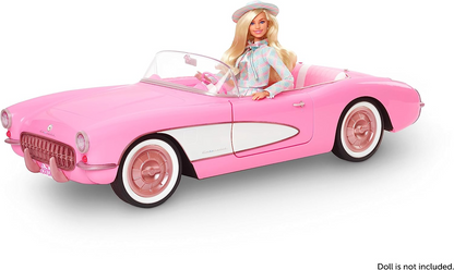 Barbie O Filme, Corvette conversível de inspiração vintage com pneus de parede branca e porta-malas, colecionável, HPK02