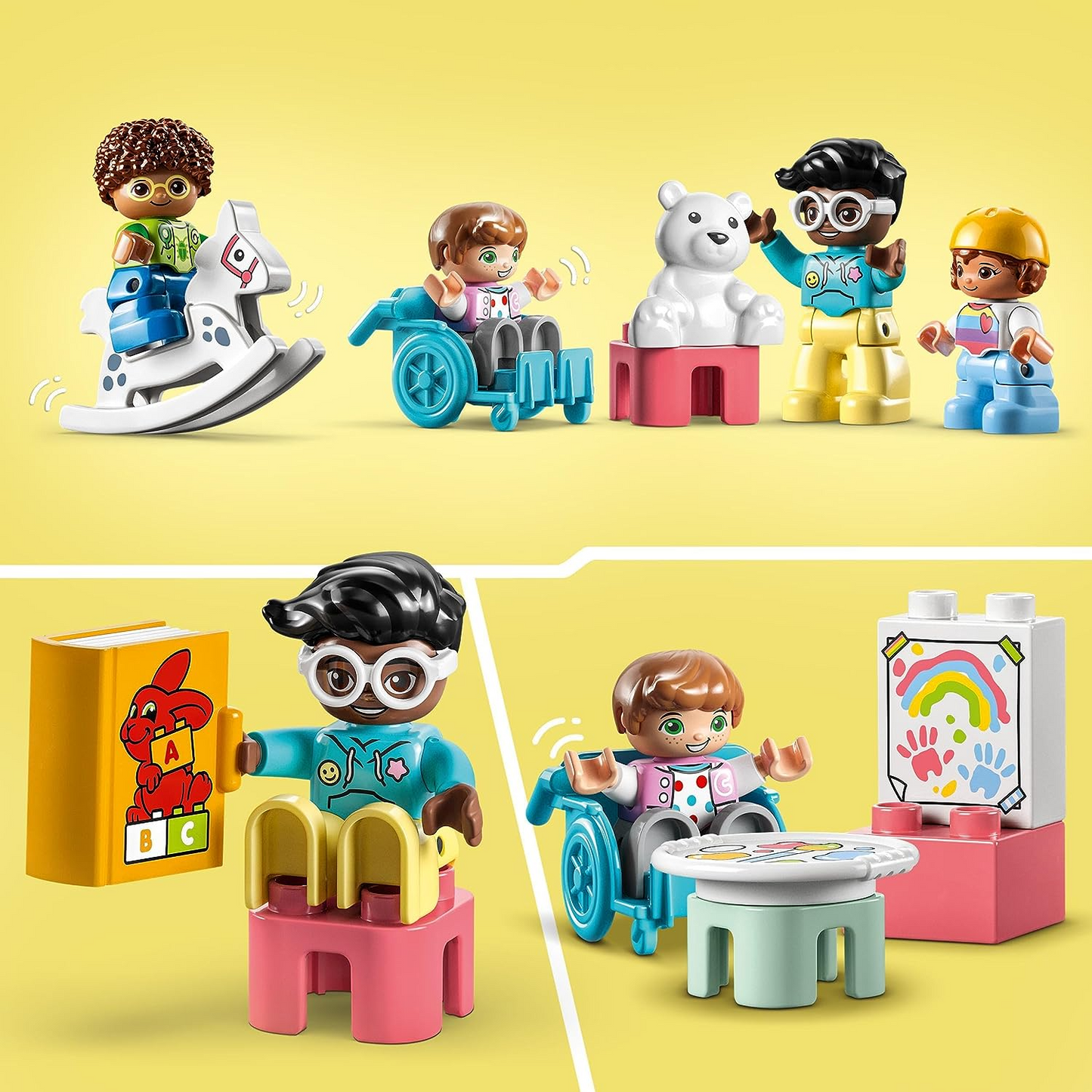 LEGO 10992 DUPLO Town Life no berçário, brinquedo educativo para crianças de 2 anos ou mais, conjunto de aprendizagem com tijolos de construção e 4 figuras incl. Professor de pré-escola