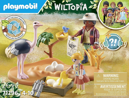 Playmobil 71296 Wiltopia Ostrich Nest, experiência de safári com efeito de aprendizagem animal, brinquedo educativo feito de material sustentável, dramatização divertida e imaginativa, conjuntos de jogos adequados para crianças a partir de 4 anos