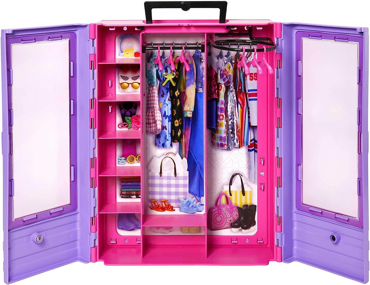 BARBIE BRAND  Fashionistas Ultimate Closet Portable Fashion Toy com boneca, roupas, acessórios e cabides, presente para crianças de 3 anos ou mais, HJL66