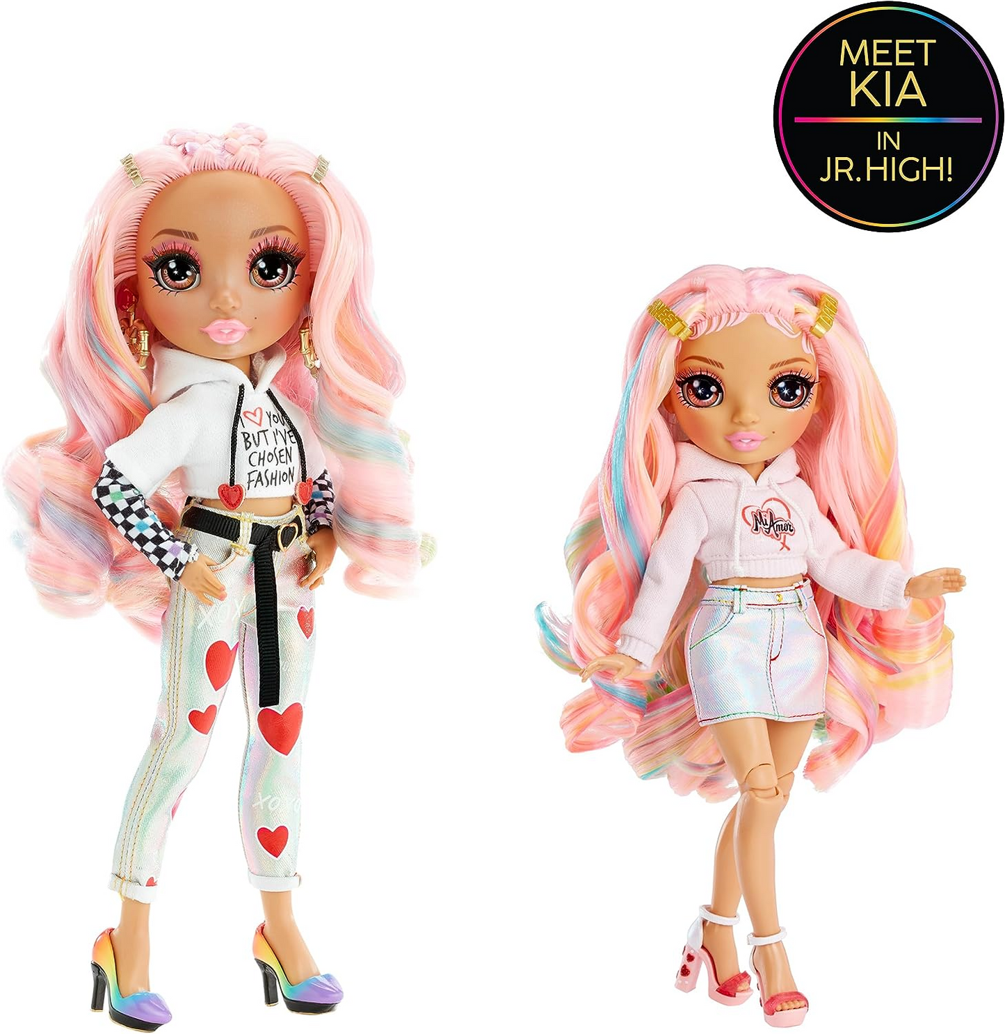 Rainbow High Rainbow Junior High Special Edition - KIA HART - Boneca fashion posável rosa de 9"/22,86 cm com acessórios e mochila macia aberta/fechada - Ótimo presente de brinquedo para crianças de 4 a 12 anos