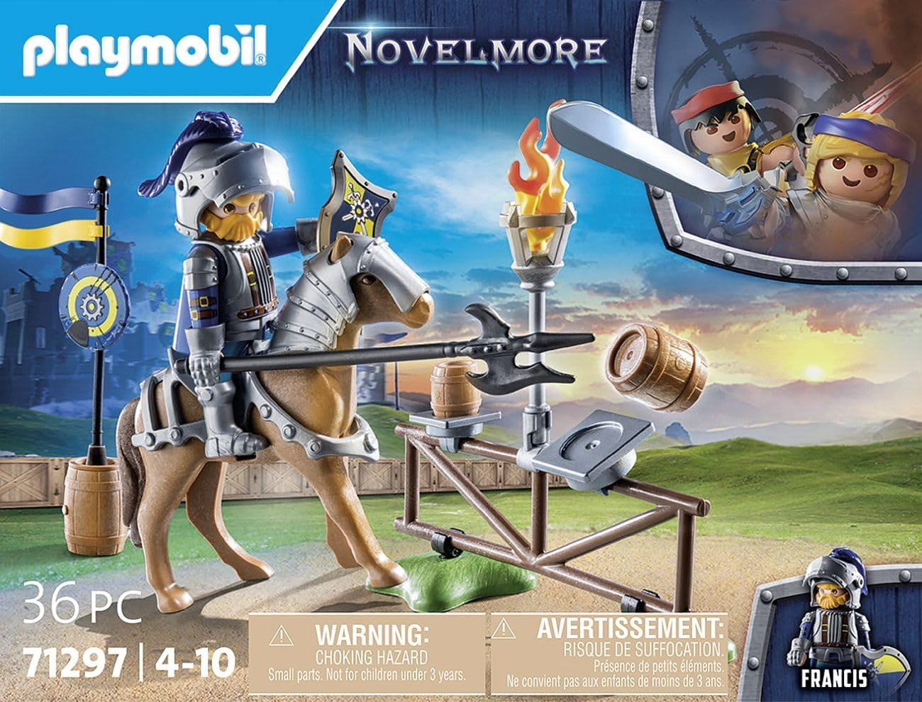 Playmobil 71297 Novelmore - Área de justa medieval, emocionante treinamento de cavaleiros com cavalo, castelo medieval e brinquedo de cavaleiros, encenação divertida e imaginativa, conjunto de jogos adequado para crianças de 4 anos ou mais