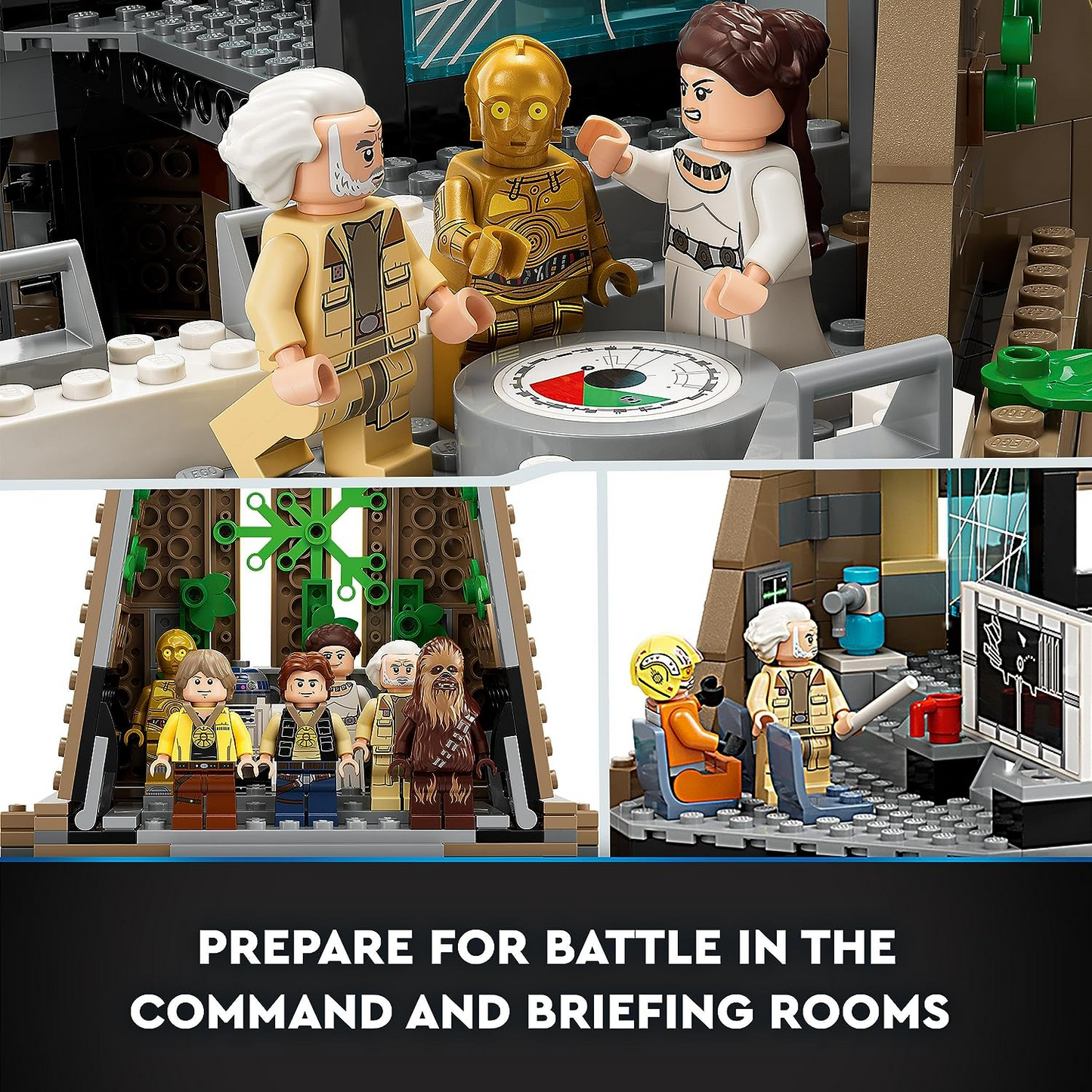 LEGO  75365 Star Wars: A New Hope Yavin 4 Rebel Base Set com 10 Minifiguras incluindo Luke Skywalker, Princesa Leia, Chewbacca, mais 2 Droid Figures, Y-Wing Starfighter e Command Room