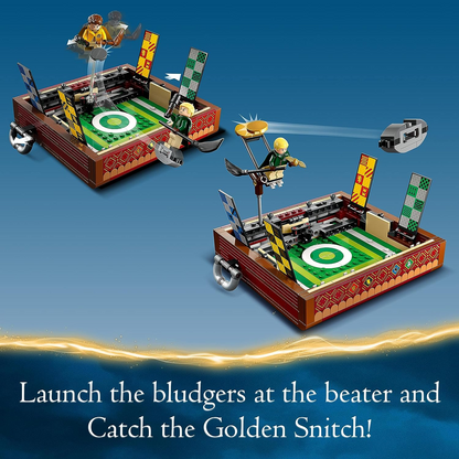 LEGO 76416 Baú de quadribol de Harry Potter, jogue 3 jogos de quadribol diferentes, conjunto de jogo solo ou para 2 jogadores com Draco Malfoy, Cedric Diggory, minifiguras de Cho Chang e pomo de ouro, brinquedo portátil de viagem