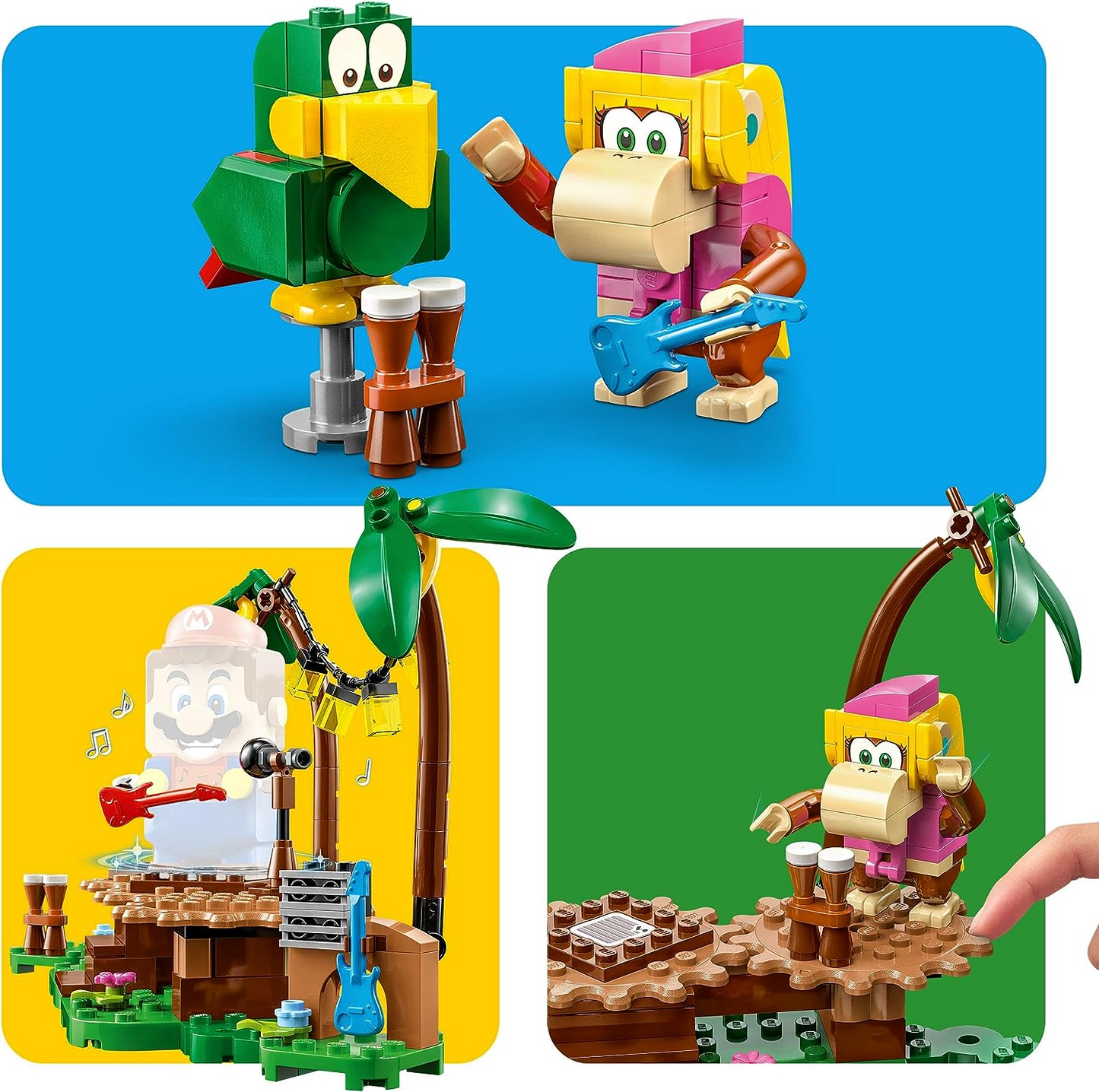 LEGO 71421 Conjunto de expansão Jungle Jam de Super Mario Dixie Kong com figuras de Dixie Kong e Squawks the Parrot, brinquedo montável para combinar com o curso inicial