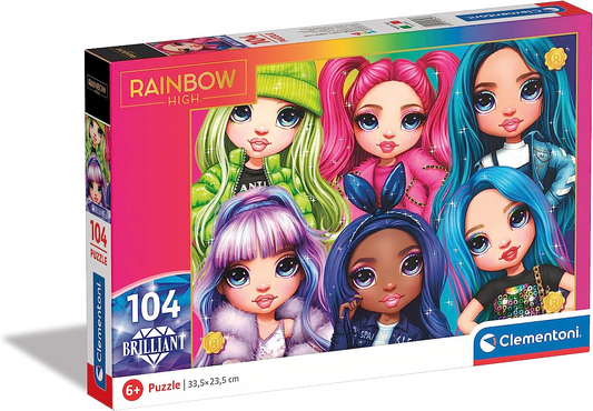 Clementoni 20343 Rainbow High 104pzs quebra-cabeça Supercolor Brilliant High-104 peças-quebra-cabeça para crianças de 6 anos, multicolorido, M