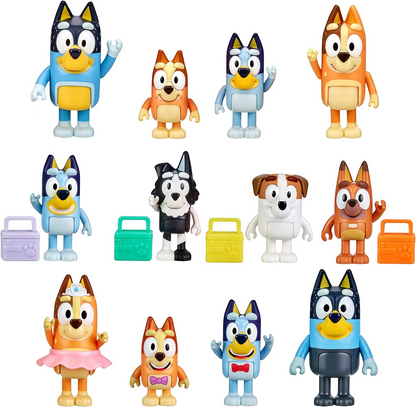 Bluey Pack de 4 compañeros de colegio; Figuras de acción coleccionables oficiales de Bluey de 2,5 a 3 pulgadas que incluyen a Jack, Pretzel y Mackenzie con sus propios accesorios para lonchera.