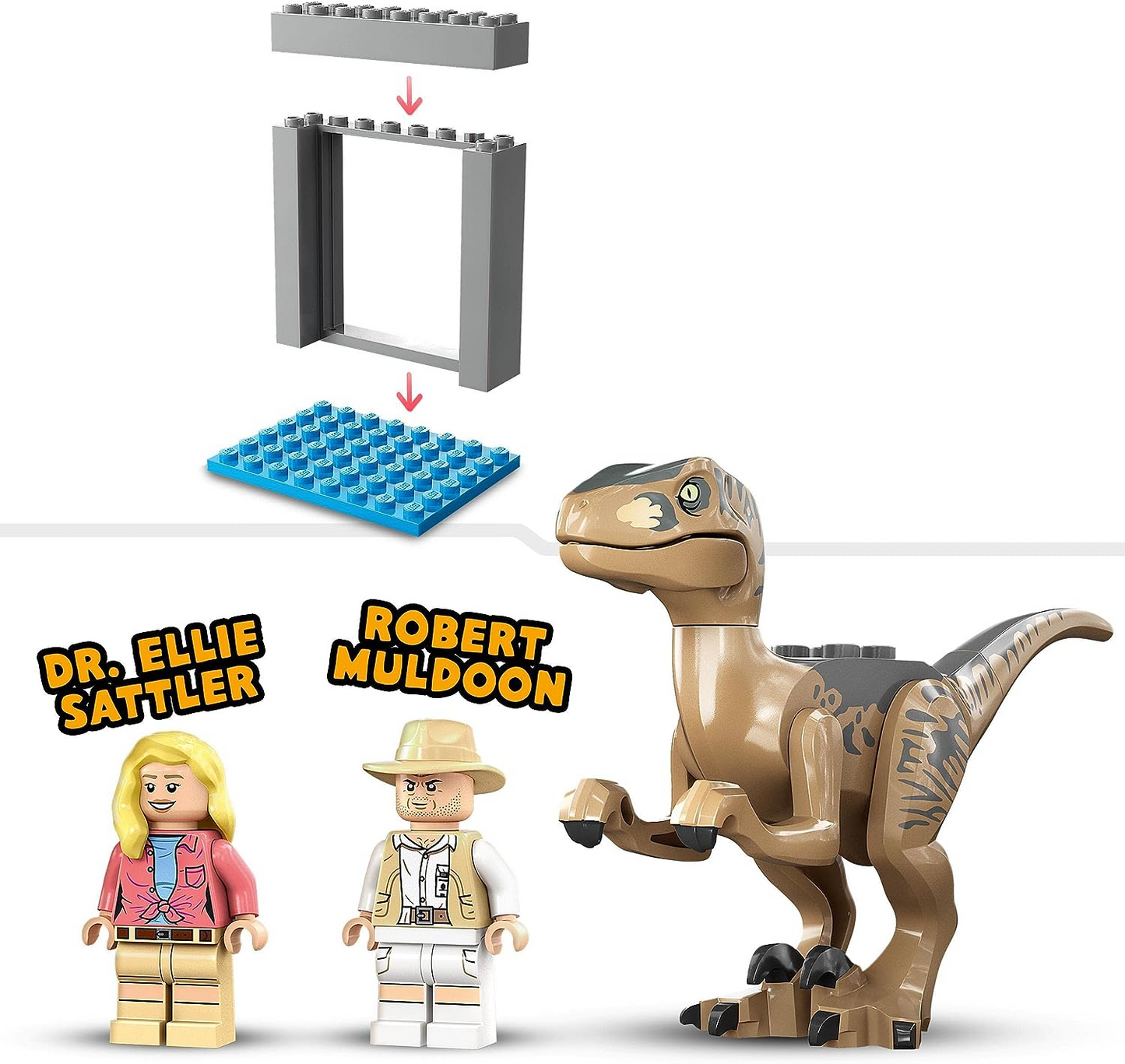 LEGO 76957 Jurassic Park Velociraptor Escape Dinosaur Toy para meninos, meninas, crianças de 4 anos ou mais, conjunto com figura de dinossauro, carro off-road e 2 minifiguras