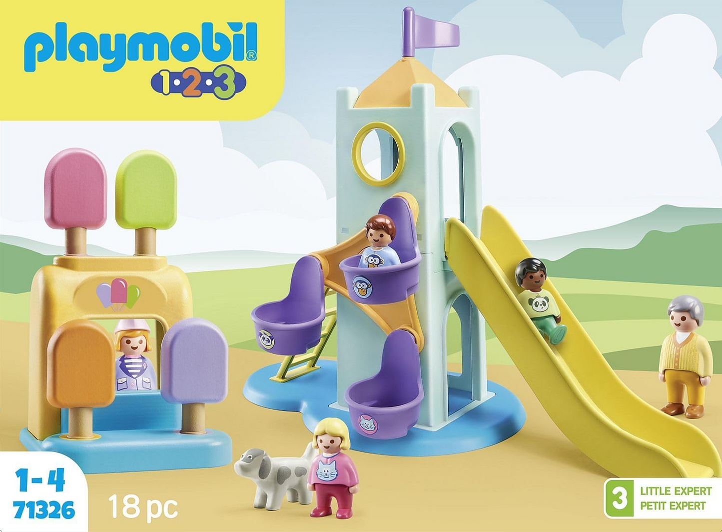 Playmobil  71326 1.2.3: Torre de Aventura com Barraca de Sorvete para crianças descobrirem e desenvolverem, conjuntos de jogos adequados para crianças a partir de 12 meses