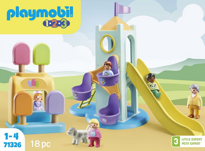 Playmobil  71326 1.2.3: Torre de Aventura com Barraca de Sorvete para crianças descobrirem e desenvolverem, conjuntos de jogos adequados para crianças a partir de 12 meses