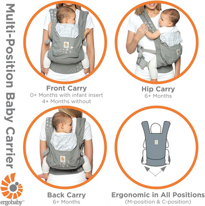 Ergobaby Porta-bebês frontal e traseiro Original Marine 5,5 a 20kg, Mochila ergonômica respirável para carregar crianças, BCANMARINE