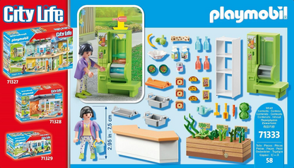 Playmobil 71333 Quiosque de almoço City Life, barraca de venda automática com máquina de garrafas enchíveis, dramatização divertida e imaginativa, conjuntos de jogos adequados para crianças de 4 anos ou mais