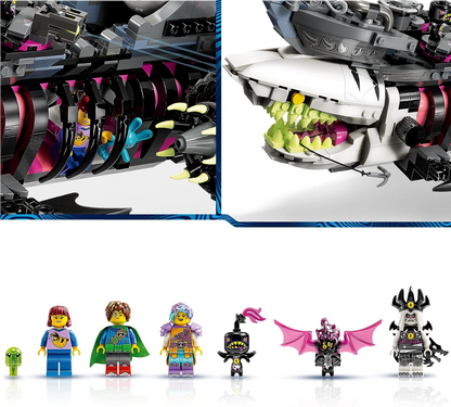 LEGO  71469 DREAMZzz Nightmare Shark Ship Set, Construa um Brinquedo de Navio Pirata de 2 Formas, Kit de Construção de Modelo de Barco dos Sonhos com Minifiguras Mateo, Izzie, Nova e Nightmare King, Brinquedos para Crianças, Meninas, Meninos