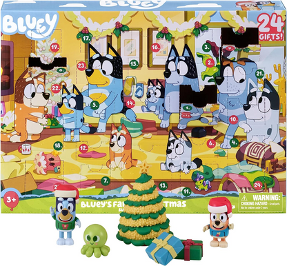 Bluey Pacote surpresa de Natal em família. Abra a embalagem para encontrar uma surpresa todos os dias durante 24 dias!