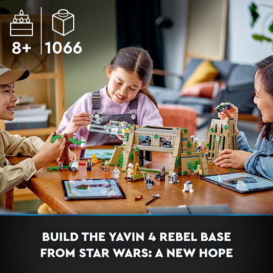 LEGO  75365 Star Wars: A New Hope Yavin 4 Rebel Base Set com 10 Minifiguras incluindo Luke Skywalker, Princesa Leia, Chewbacca, mais 2 Droid Figures, Y-Wing Starfighter e Command Room