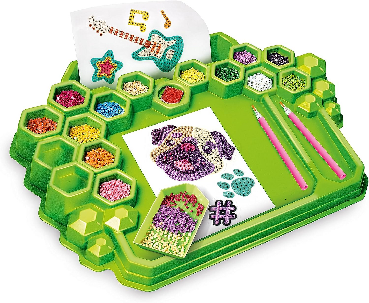 Clementoni 18716 Idea-Sparkly Creations-Sparkle Painting Kit, Craft for Kids, Diamond Arts, Creative Gift for Girl 7, Gem Stickers, Glitter Mosaic, Made in Italy, Multi-Color