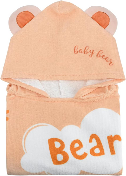 Bebamour Toallas con capucha para bebé, 100% orgánicas, toalla con capucha para niños y niñas, toalla absorbente con capucha para niños, 25 x 23 pulgadas, 0-6 años, oso