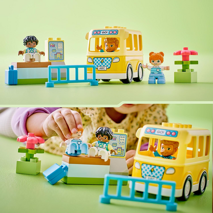 LEGO 10988 DUPLO O conjunto de passeio de ônibus, brinquedo educativo para ajudar a desenvolver habilidades motoras sociais e finas, com veículo e figuras, presente educacional pré-escolar para crianças de 2 anos ou mais, bebês, meninos e meninas