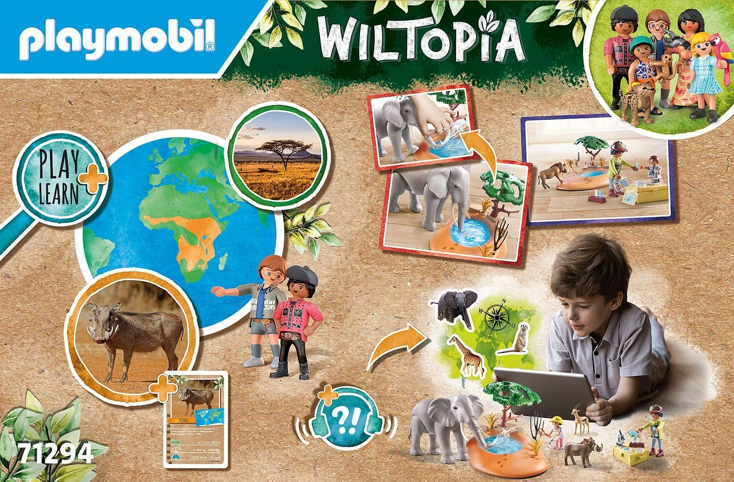 Playmobil 71294 Wiltopia Elefante no Waterhole, safári emocionante com efeito de aprendizagem de animais, brinquedo educativo, dramatização sustentável e divertida e imaginativa, conjuntos de jogos adequados para crianças a partir de 4 anos