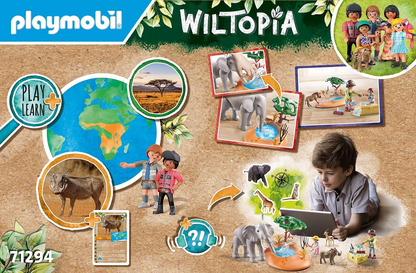 Playmobil 71294 Wiltopia Elefante no Waterhole, safári emocionante com efeito de aprendizagem de animais, brinquedo educativo, dramatização sustentável e divertida e imaginativa, conjuntos de jogos adequados para crianças a partir de 4 anos