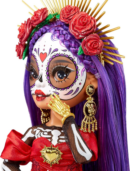 Rainbow High 2022 Celebration Edition Día De Los Muertos - MARIA GARCIA - Boneca de colecionador de moda (11 polegadas/28 cm) com pintura facial e bolsa calavera - Display iluminado e acessórios premium