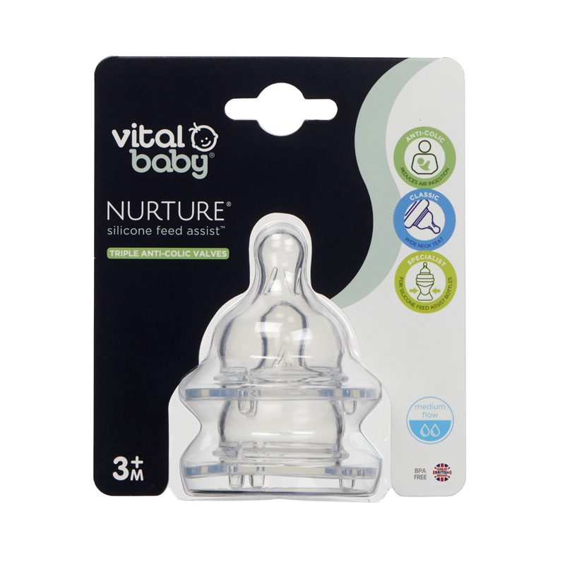 Vital Baby NURTURE Silicone Feed Assist Tetina Fluxo médio 2 unidades