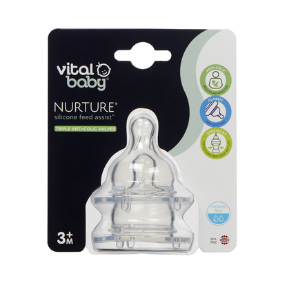 Vital Baby NURTURE Silicone Feed Assist Tetina Fluxo médio 2 unidades