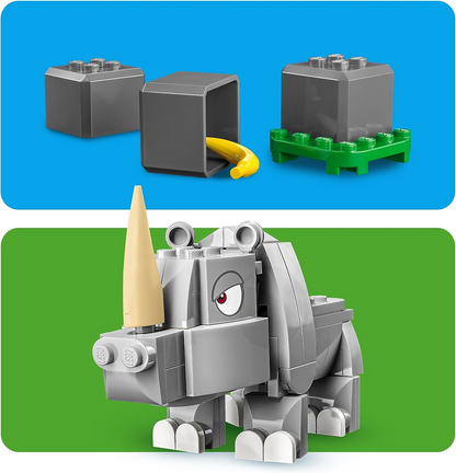 LEGO  71420 Conjunto de Expansão Super Mario Rambi the Rhino, Figura de Brinquedo Animal Montável, Pequeno Presente para Combinar com um Jogo Iniciante