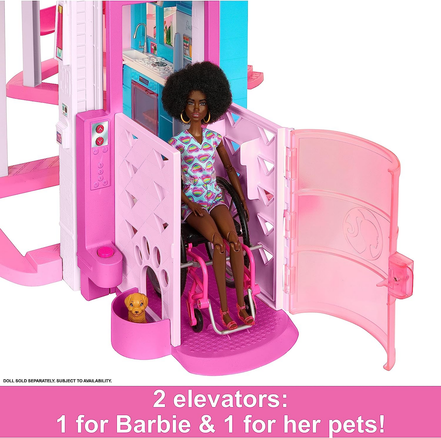 Barbie Dreamhouse, Pool Party Doll House com mais de 75 peças e 3-Story Slide, Barbie House Playset, Pet Elevator e Puppy Play Areas, HMX10