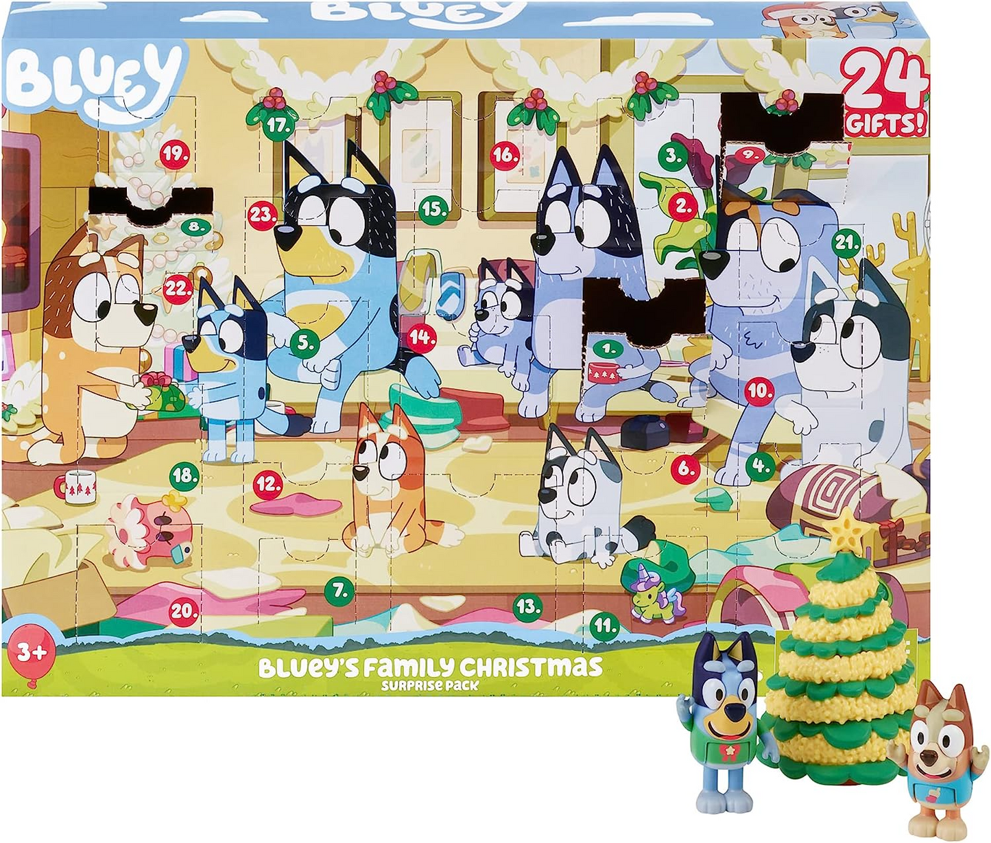 Bluey Pacote surpresa de Natal em família. Abra a embalagem para encontrar uma surpresa todos os dias durante 24 dias!