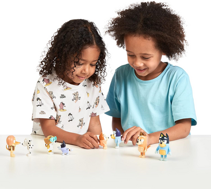 Akedo Família e amigos de Bluey, pacote com 8 figuras, figuras de 2,5 a 3 polegadas